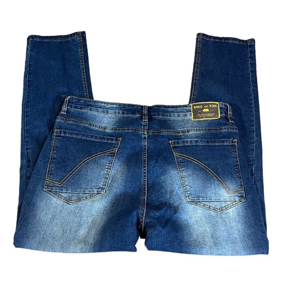 Ring Of Fire Jeans Womens Slim 36x30 Distressed Dark Wash - Picture 4 of 8